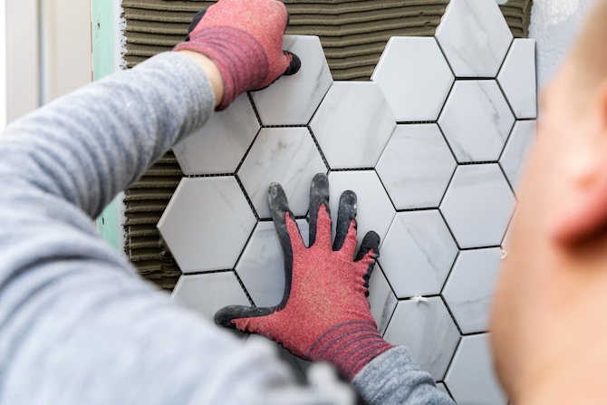 Bathroom floor tiling