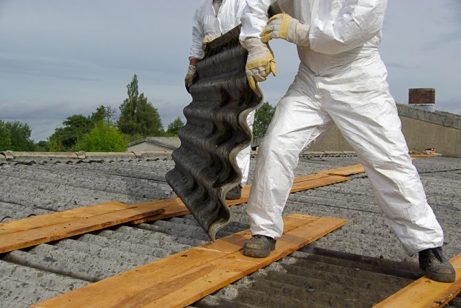 Asbestos corrugated sheet removal